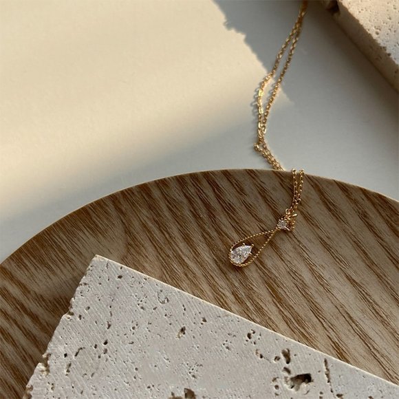 #NEW 925 Sterling Silver Diamond Waterdrop Necklace - Picture 4 of 6